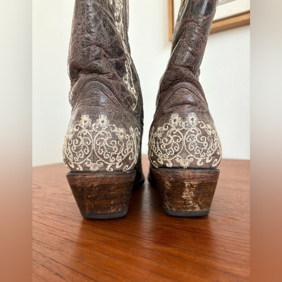 CORRAL WOMEN'S BROWN CRATER EMBROIDERED COWGIRL BOOTS - SNIPE TOE 7.5M - Picture 7 of 10